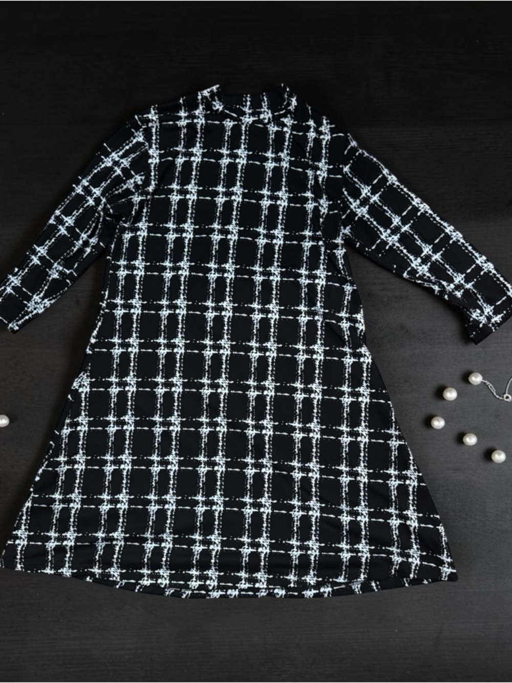 Jon & Anna Black and White Grid-Print Dress